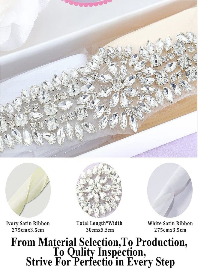 Pardecor Rhinestone Belt Silver Women Applique Trim Bridal Wedding Sash Belts Dress Crystal Belt Evening Dresses Gown - Image 4